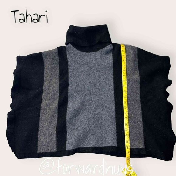 Tahari Wool Blend Poncho Sweater with Cowl Neck Size Small - Picture 7 of 12